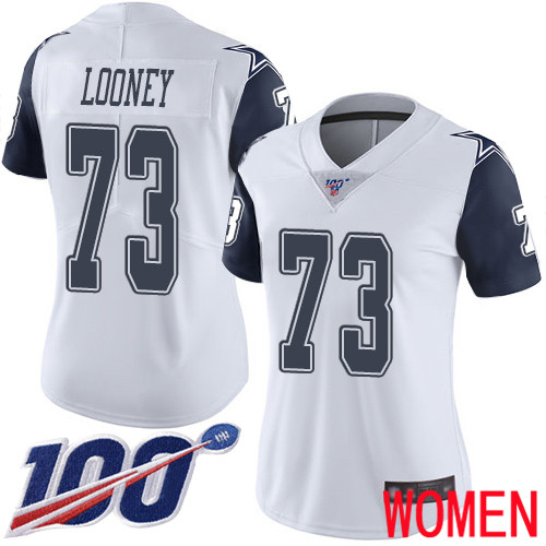 Women Dallas Cowboys Limited White Joe Looney #73 100th Season Rush Vapor Untouchable NFL Jersey->women nfl jersey->Women Jersey